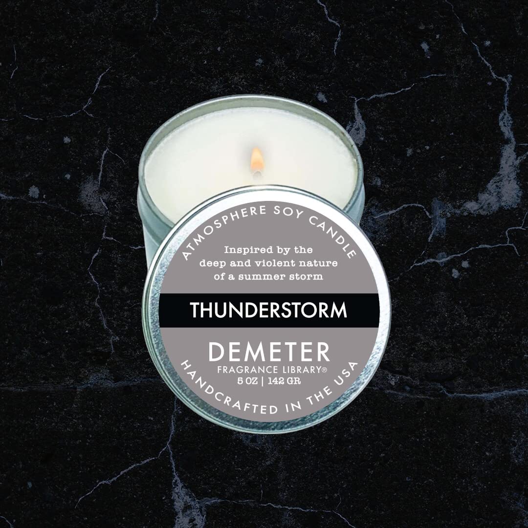 DEMETER Thunderstorm Soy Candle, Scented Candles with Unique Fragrances, Perfect for Aromatherapy and Home Decor, Cute Candles for Travel and More