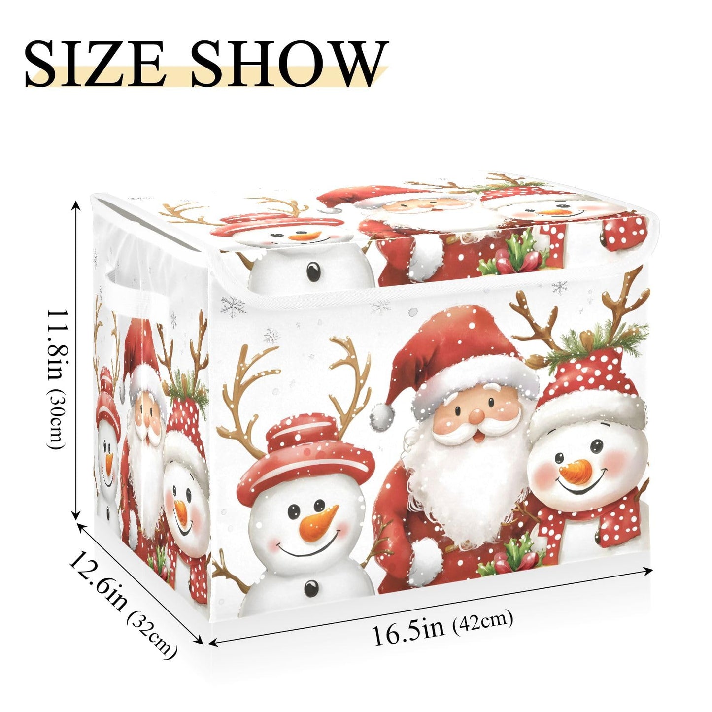 Bolaz Storage Bins with Lids and Handles,Christmas Snowman Storage Box Storage Basket with Cover Collapsible Organizer Containers for Home Closet, Shelves