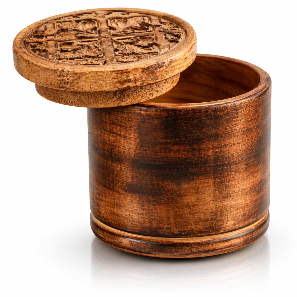 Decorative Rustic Wooden Sugar Bowl With Lid Wide Mouth Candy Treat Jar Spice Jar Holder Condiment Nuts Serving Bowl Pot Salt Spice Herb Loose Leaf Tea Storage Container Novelty Home & Kitchen