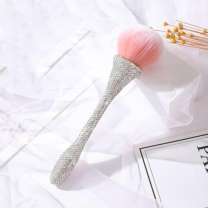 WOKOTO 1pcs White Shiny Rhinestone Nail Art Dust Brushes