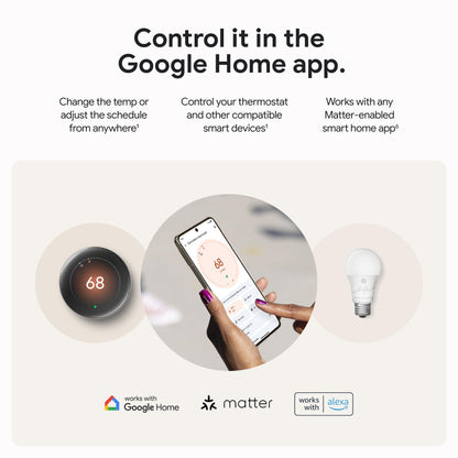 Google Nest Learning Thermostat (4th Gen, 2024) with Nest Temperature Sensor - Energy Saving Smart Thermostat - Works with Alexa, Apple HomeKit and Google Home App - Polished Gold