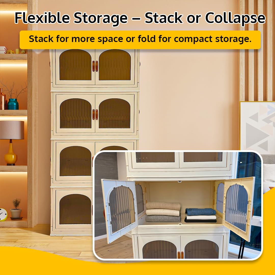 ThriveHive 120QT Stackable Storage Bins with Lids and Wheels - Collapsible Folding Organizer, 4 Pack for Closet, Large Blanket and Clothes Storage at Home, Garage and Office Organization