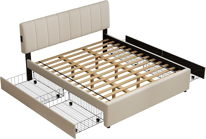 King Size Upholstered Platform Bed