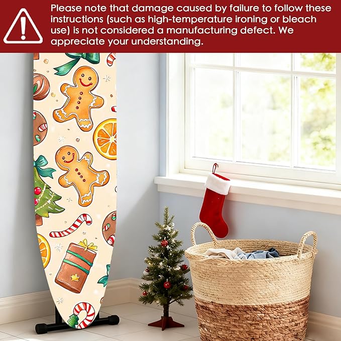 Nuxovilar Ironing Board Covers Winter Gingerbread Man and Treats Pattern