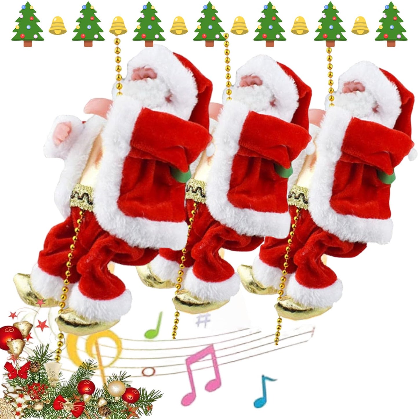 Santa Claus Musical Climbing Rope, Santa Claus Climbing Rope,Climbing Santa Clauus,2026 New Electric Santta Climbinng Roppe,Funny Musical Christmas Tree Ornament, Holiday Decoration Gift (3 pcs)