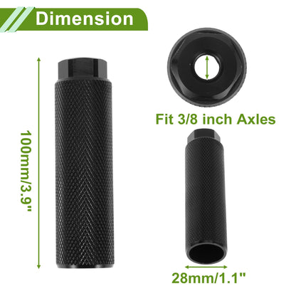 PARSLUCK 4 Pcs Aluminum Alloy Anti-Skid Bike Pegs 100mm Length Bicycle Backseats Stands Cycling Foot Pegs 3/8 Inch Axles Black