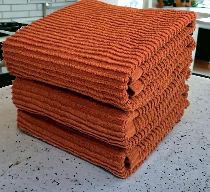 Kitchen Hand Towels: Maroon Rust 100% Cotton Cloth Soft Cleaning Drying Dished