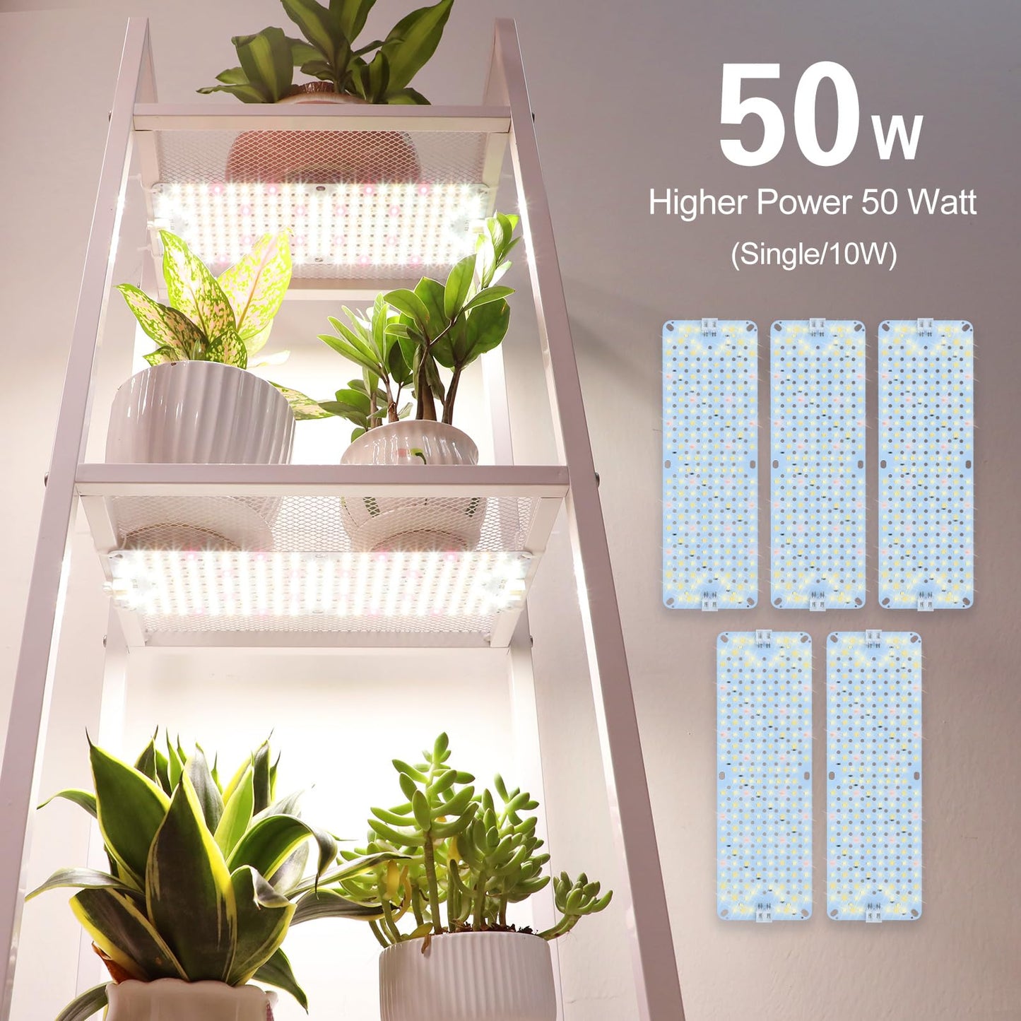5Pack 2026 Ultra-Thin Panel Grow Lights for Seed Starting, Vegetables, Greenhouse & Under Cabinet & Shelf Plants with Timer 4/8/12/16/20H, Free Connect Full Spectrum Indoor LED Plant Growing Lamps