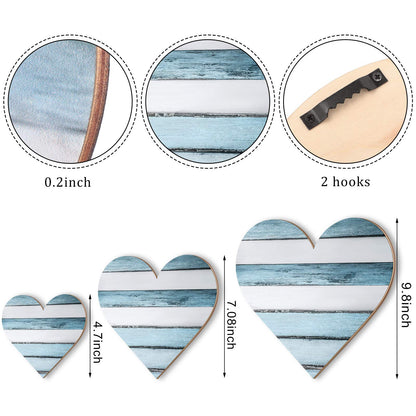 Jetec 3 Pcs Wood Heart Wall Decor Heart Shaped Wooden Sign Rustic Hanging Love Plaque for Kitchen Bedroom Bathroom Living Room Home Farmhouse gifts, 3 Sizes