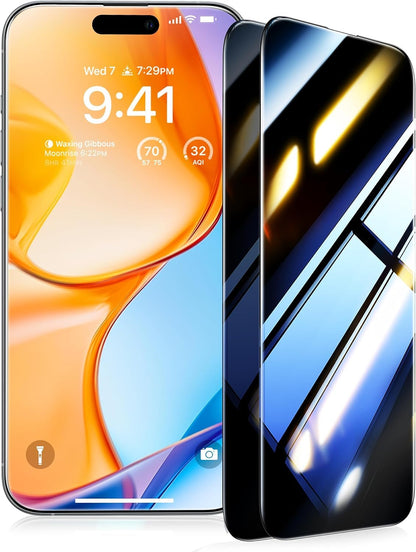 UltraGlass 9H+ Glass for iPhone 15 Pro Max Privacy Screen Protector [Invisible Privacy Armor] Screen Protector 15 Pro Max Tempered [Full Coverage & Longest Durable] 15 ProMax, 2 Pack
