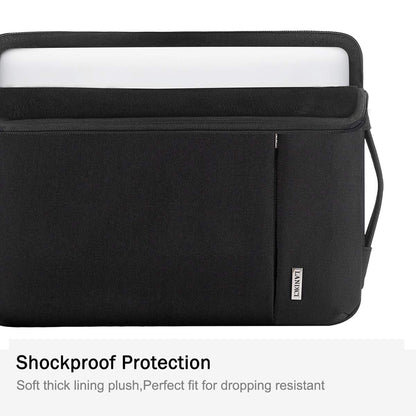 LANDICI 360°Protective Laptop Sleeve Case 13 13.3 14 Inch, Waterproof Computer Bag Cover with Handle for 2020-2024 MacBook Air 13 M2/M3, MacBook Pro 13/14, Chromebook 14, Black