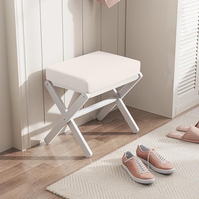 BAMBOOHOMIE Foldable Foot Stool Ottoman, Modern Foot Rest
