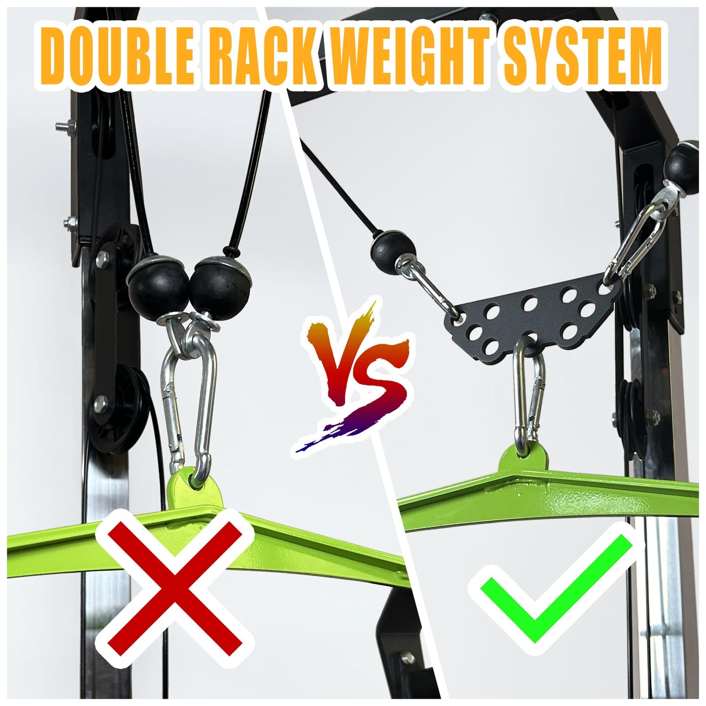 Multi-Grip Lat Pull Down Bar for Home Gym Fitness, Spreader Plate Lat Pulldown Attachments for Pulley System Cable Machine, Double to Single Cable Attachment Exercise Handle (MINI BAR)
