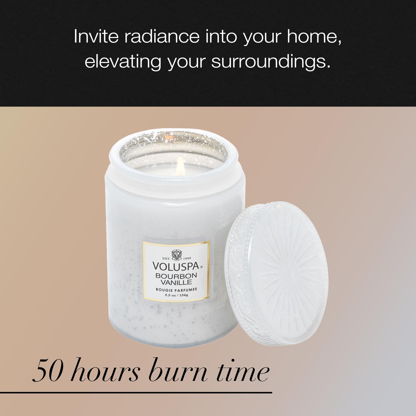 Voluspa Bourbon Vanille, Small Candle Jar, 5.5 Ounces, 50 Hour Burn Time, Coconut Wax for Clean Burning, Handcrafted in the USA