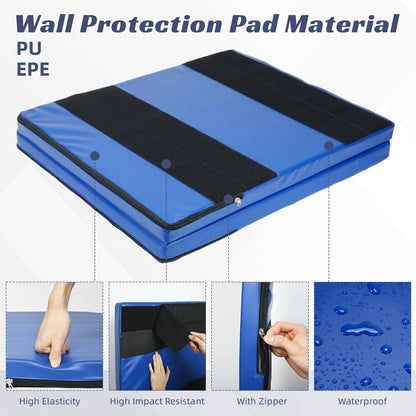 ybaymy 2" Thick Wall Padding, Wall Pads for Gym Basketball Court Garage Wall Mount Protector, Anti Collision Mat for Kids Foldable Exercise Mats for Taekwondo Garage (Blue)