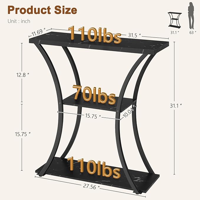 Hoctieon 3 Tier Console Table