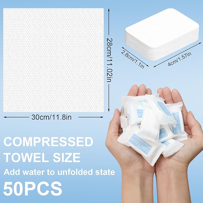 Compressed Towels Tablets 50 Bulk Set Disposable Compressed Washcloths