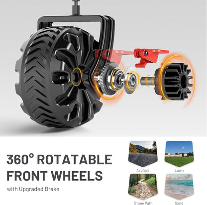 TIMBER RIDGE Festival Trolley on Wheels with Brakes, 200L Folding Camping Beach Trolley with Adjustable Handle & Cover Bag, 100kg Heavy Duty Cart Wagon for Outdoor Garden Picnic