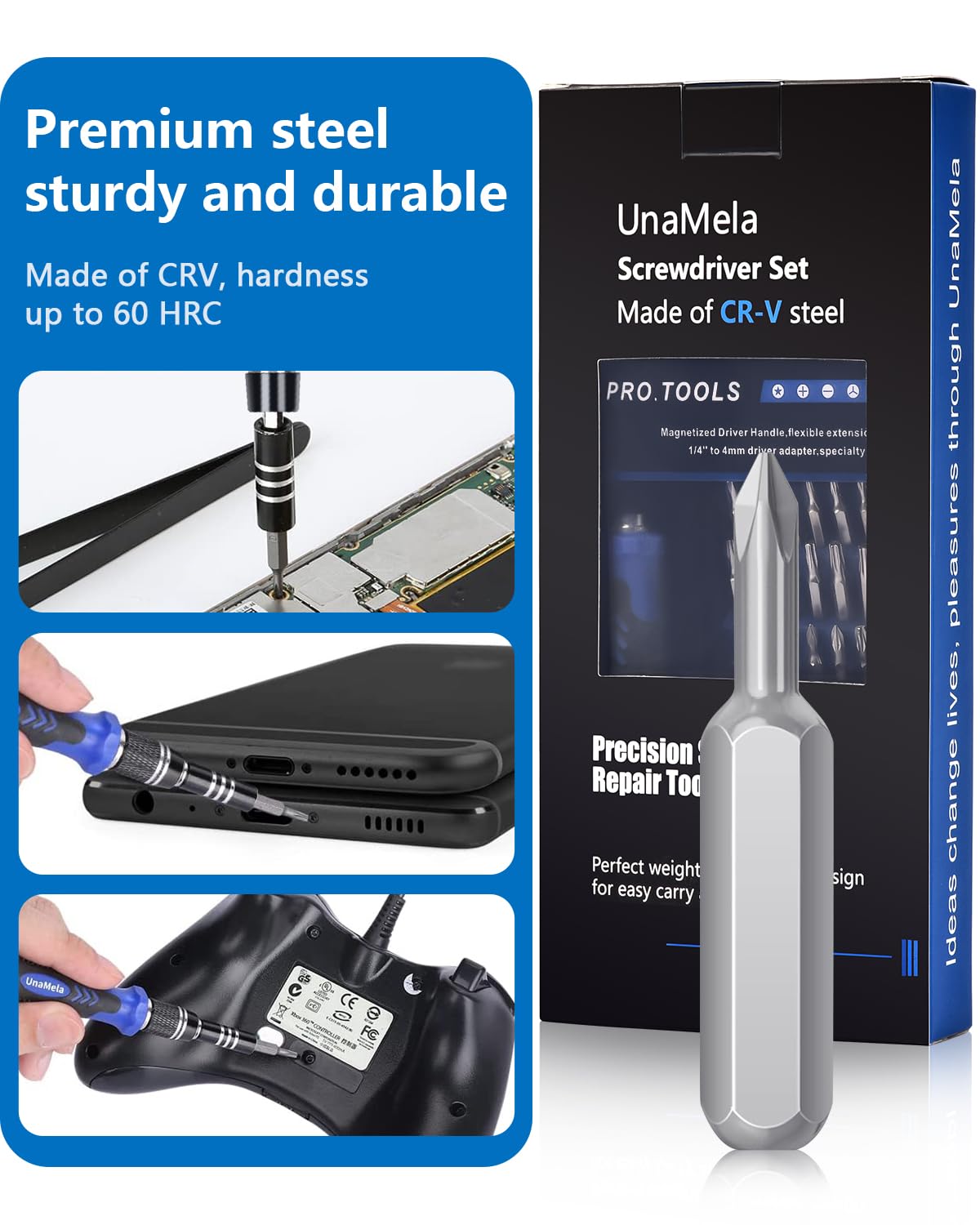 UnaMela Electronics Precision Screwdriver Set: 61 in 1 Small Magnetic Repair Tool Kit Mini Screw Driver with Case for Computer, Laptop, PC, iPhone, Xbox, PS4/5, Controller, Gamer Tech Gifts for Men