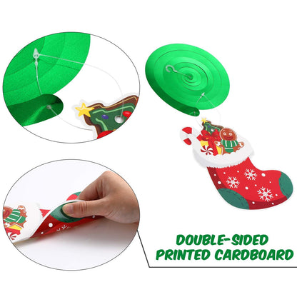30 Pcs Christmas Swirl Ceiling Hanging Decorations Set Xmas Holiday Snowman Elk Sign Hanging Foil Indoor Decorations for Ceiling Xmas Holiday Party Supplies (Santa Bell Snowman)
