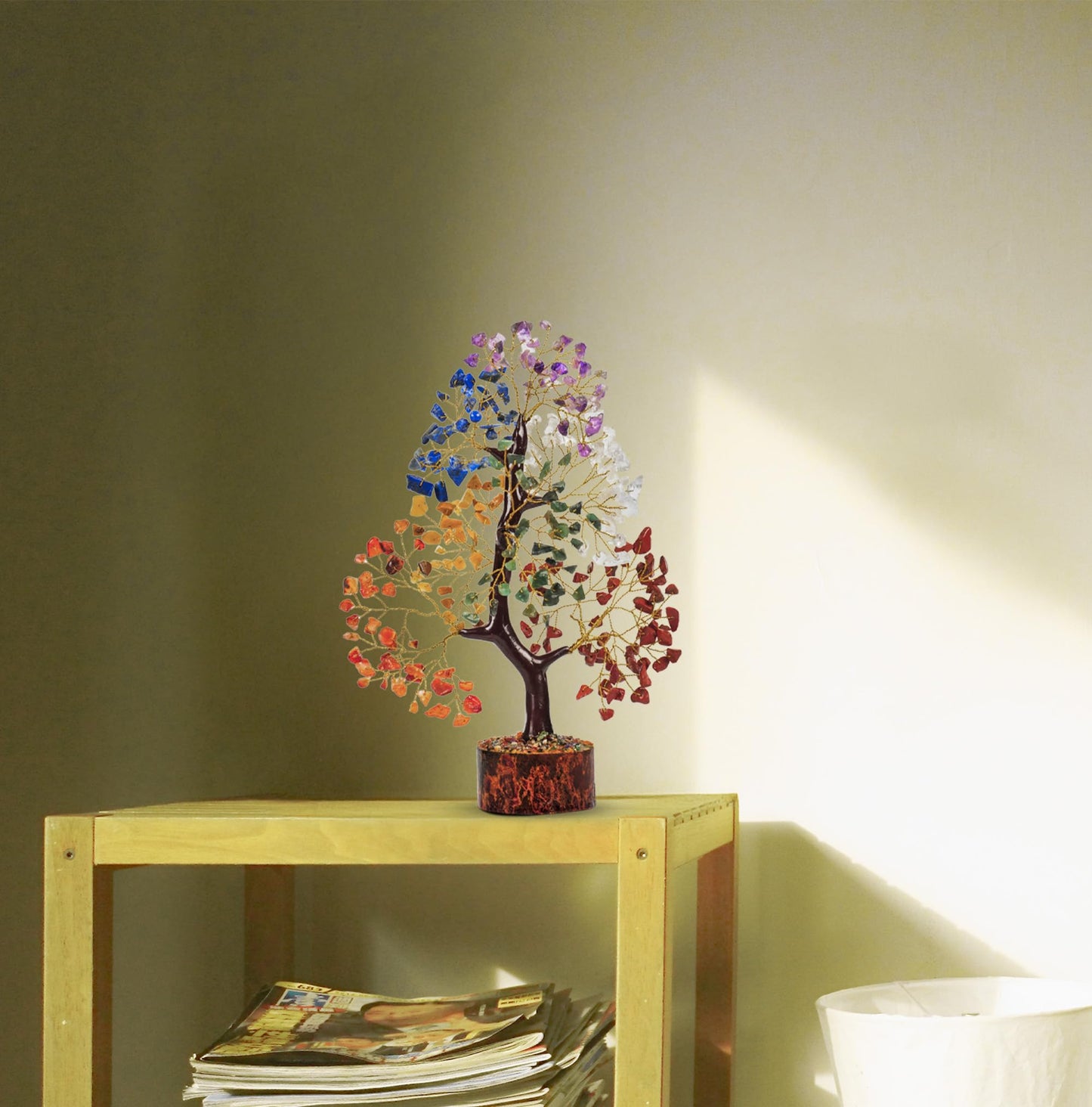 PYOR Chakra Tree - Crystals and Healing Stones - House Warming Gifts New Home - Gemstones - Knick Knacks for Shelves - Hippie Room Decor - Crystal Decor - Tree of Life Necklace