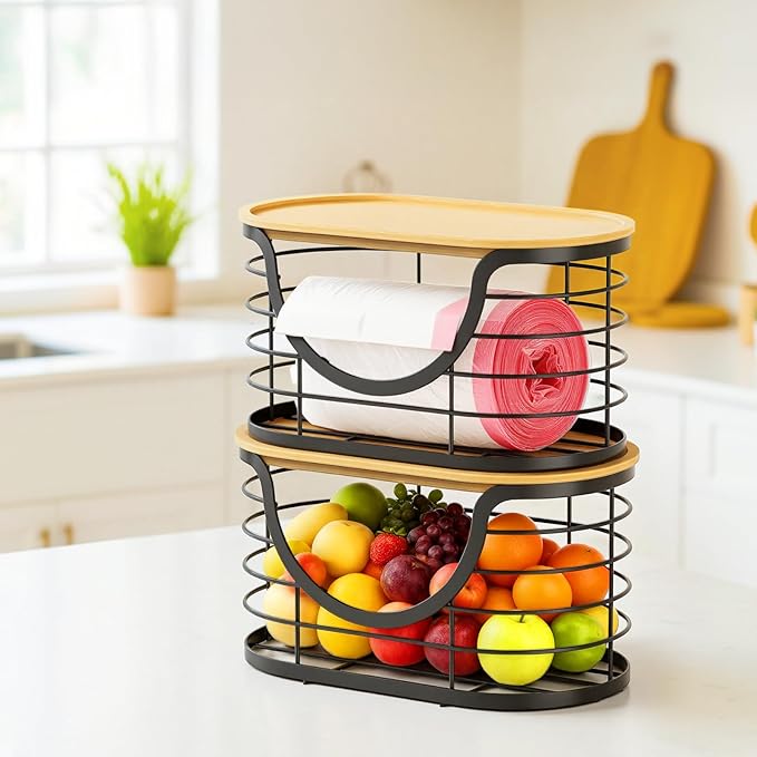 2 Pack Trash Bag Holder，Stackable Trashbag Dispenser