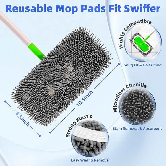 Reusable Microfiber Mop Pads Compatible