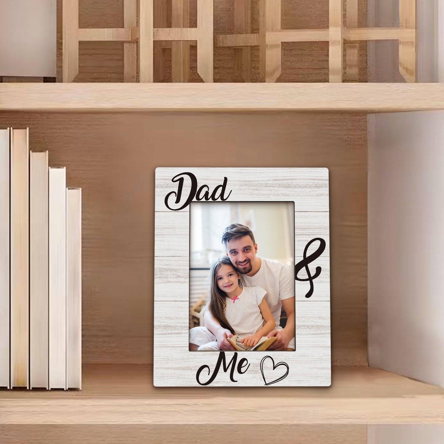 Beliran Dad Gifts Picture Frame 5x7, Daddy Daughter Photo Frame, Christmas Fathers Day Birthday Gifts for Daddy from Kids Son Daughter, Dad and Me Wooden Picture Photo Frames for Desk Home Room Decor