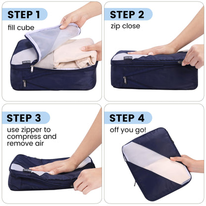 PFEYRPK Travel Packing Cubes, Compression Organizer Set of 4, Lightweight Storage for Suitcase, Vacation, Business Trips (Black)