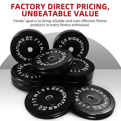 Fitvids 2-Inch Olympic Rubber Weight Plates Sets, Bumper Plates Set for Strength Training, 280 Lbs Set, Black