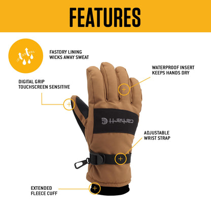 Carhartt Men's W.P. Waterproof Insulated Glove Cold Weather, Dark Grey/Black, X-Large