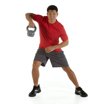 SPRI Kettlebell Weights Deluxe Cast Iron Vinyl Coated Comfort Grip Wide Handle Color Coded Kettlebell Weight Set