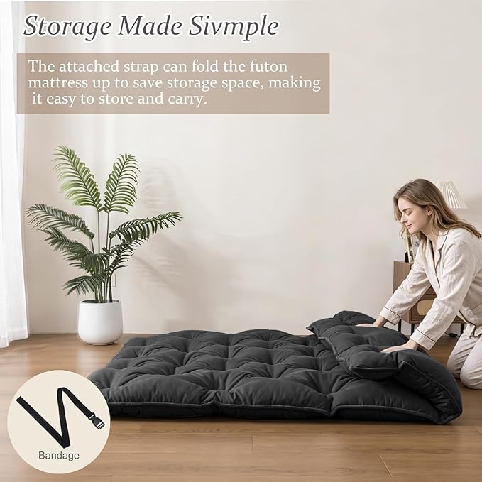 SHOUREN Japanese Futon Mattress Floor Mattress 3" Tatami Mat, Shredded Memory