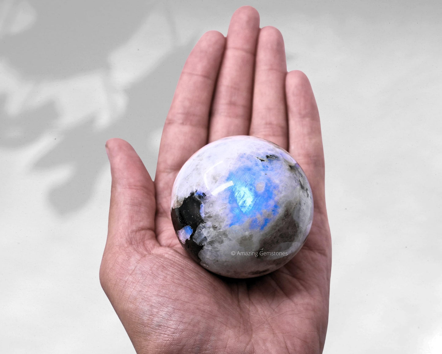 Amazing Gemstone Rainbow Moonstone Crystal Ball with Stand - 2.5 Inches Large Crystal Sphere Meditation Balls for Witchcraft and Decorative Balls
