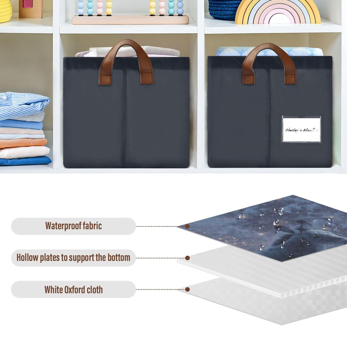 Christmas Nativity Scene Storage Basket Foldable Cube Storage Bins with Handles&Label Waterproof Collapsible Organizer Box Bin Large Rectangle Decorative Baskets for Shelves Home Room Laundry Indoor