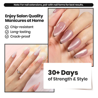 Beetles Builder Gel Set,3 Pcs 8 in 1 Nail Strengthening Apex Building Extension for Beginner DIY Salon at Home,Clear Builder Nail for Nails with Base and Top Coat Gel,UV & LED Lamp Needed