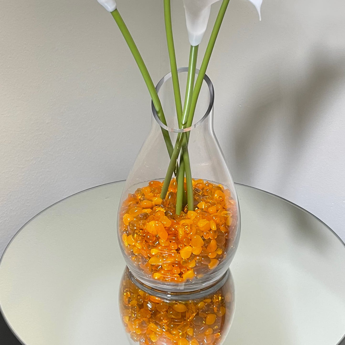 CYS EXCEL Aquarium Fish Tank Gravel (3 LBS) Orange Glass Vase Filler for Fountain Succulent Plant Decorative Rock Pebble Stone Irregular Smooth Sea Glass