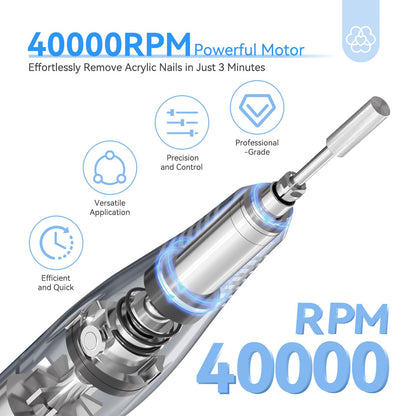 SAVILAND Electric Nail Drill Professional: 40000RPM Upgrad Nail Drill Kit 2025 Beautiful Gradient Sunset Color Scheme Nail D rill Machine Portable Nail File & Buffers Salon Use Manicure Pedicure