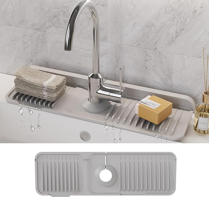 WAFT YEARN 17X5 Inch Silicone Durable Faucet Mat Kitchen Sink Splash Guard