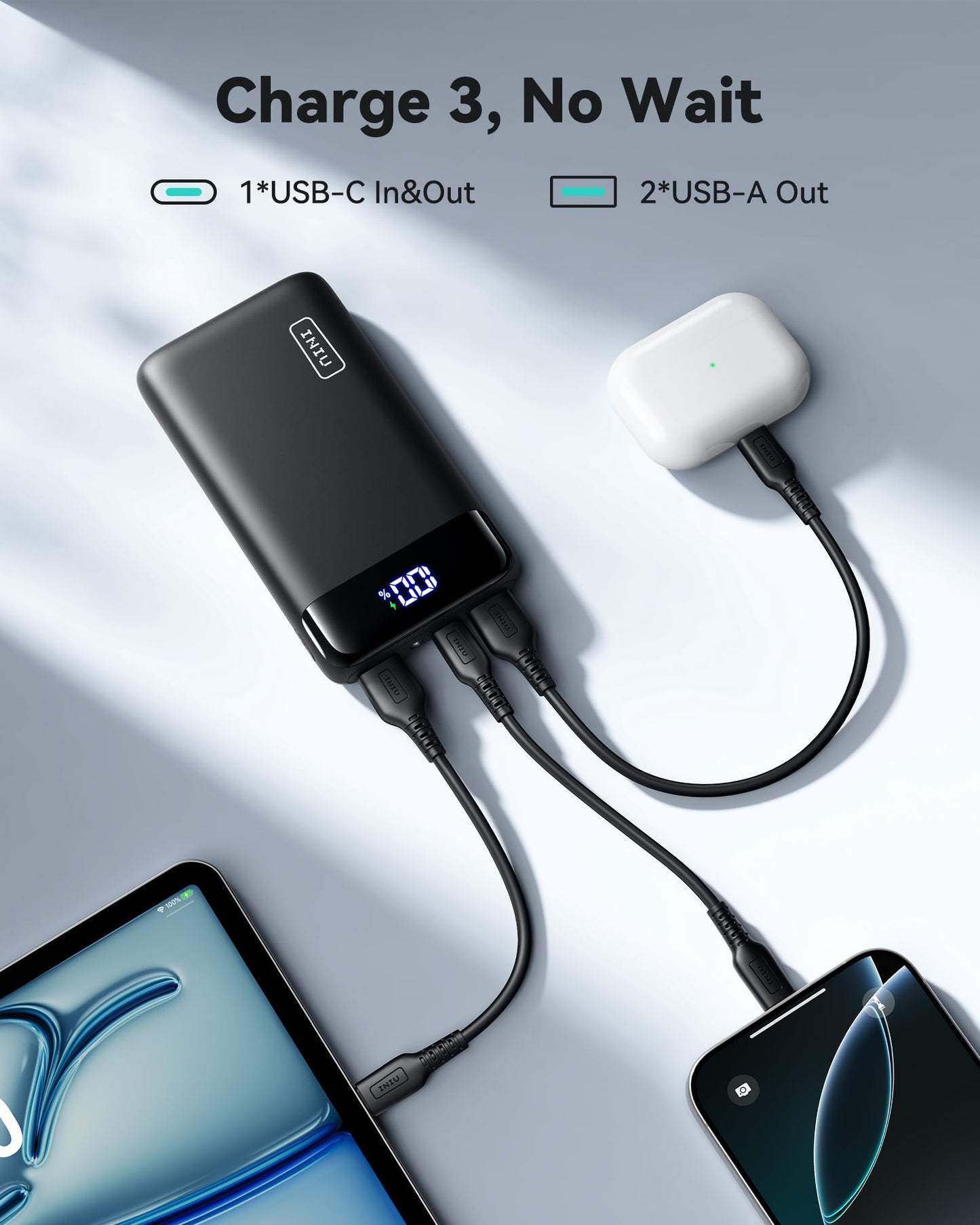 INIU Portable Charger, Smallest 22.5W 20000mAh USB C in & Out Power Bank Fast Charging, PD 3.0+QC 4.0 LED Display Phone Battery Pack Compatible with iPhone 17 16 15 14 Pro Samsung S24 Google iPad etc