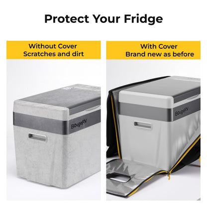 BougeRV 12 Volt Refrigerator With Cover 12V Car Fridge 30 Quart Portable Freezer Compressor Cooler Compressor Freezer, 12/24V DC 110~240V AC, -8℉~50℉ for Truck RV SUV