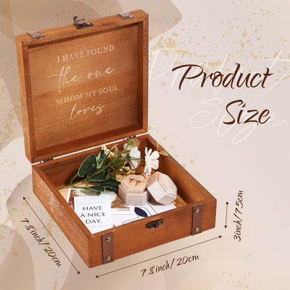 Teecyhooo Wedding Keepsake Box for Couples Mr and Mrs Wooden Memory Storage Boxes PU Leather Studs Rustic for Bride Groom Wedding Bridal Shower Bachelorette Engagement Anniversary Decor