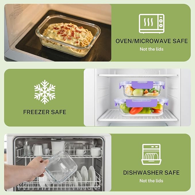 HOMBERKING 8 Pack Glass Food Storage Containers