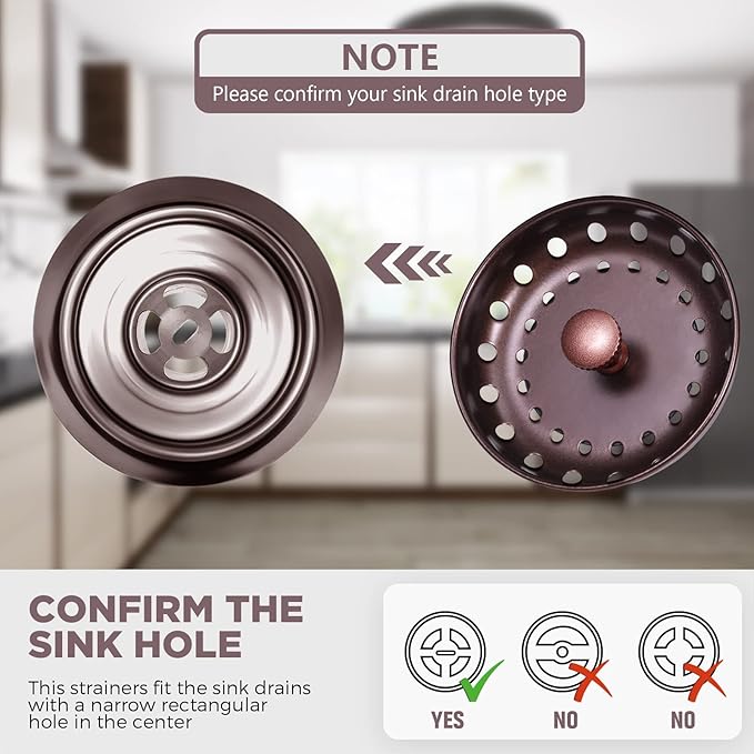 Mudder 3 Pcs Kitchen Sink Drain Strainer and Stopper Stainless Steel Garbage