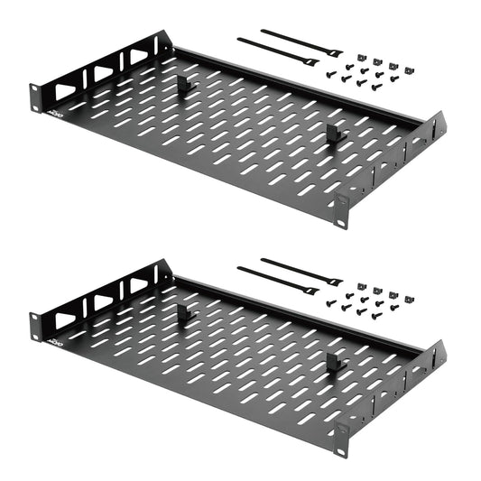 Tecmojo 1U Rack Shelf,19 inch Rack Shelf 10 inch Depth,Rack Mount Shelf with Anti-Slip Stops,Server Rack Shelf and Network Shelf for 19 in Equipments, 55lbs Capacity of Vented 1U Shelf,No Lip(2 Pack)