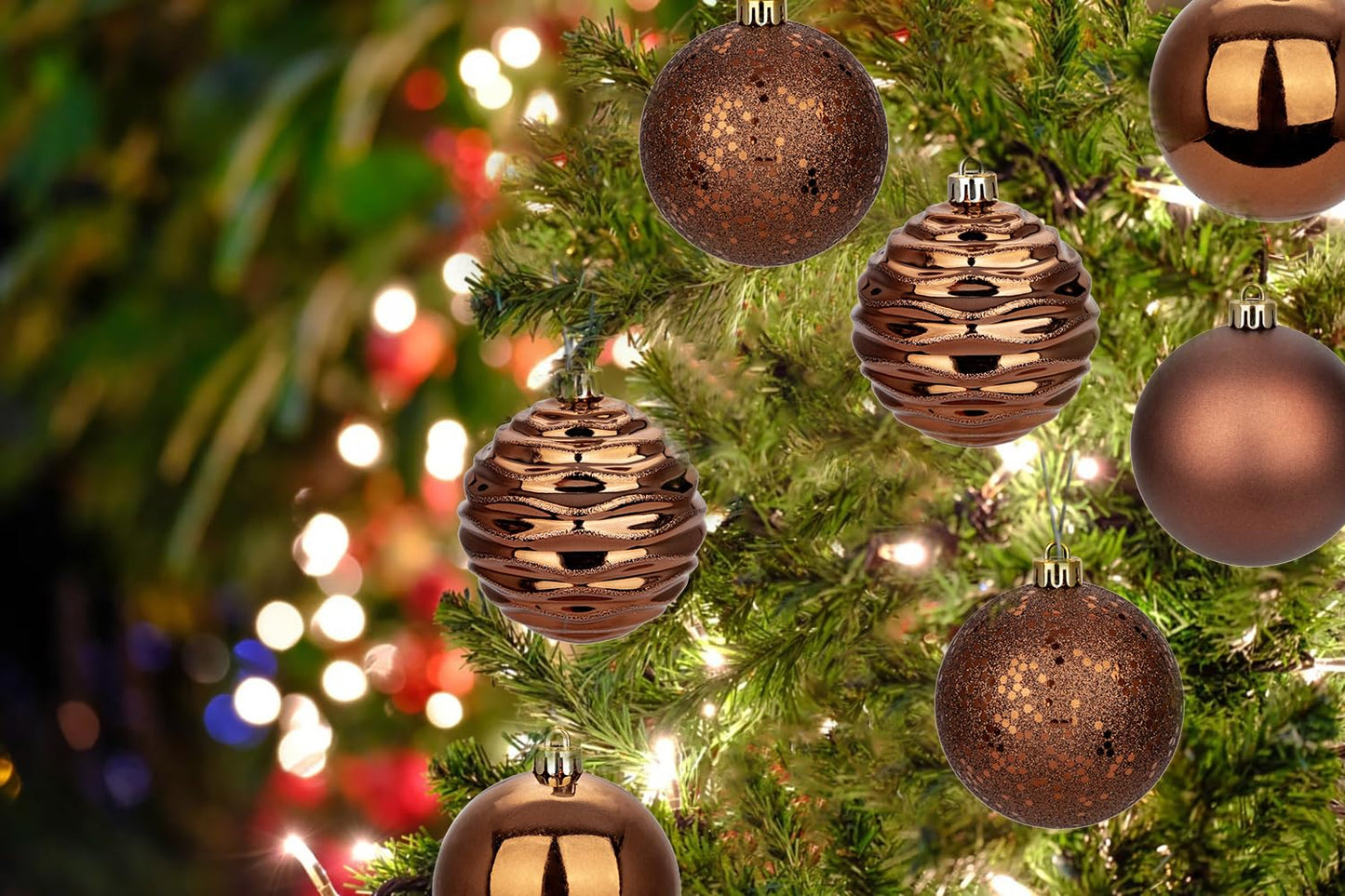 3.15" Bronze Christmas Ornaments for Christmas Tree 12 Pcs Medium Shatterproof Balls Christmas Tree Decorations Xmas Ornaments Balls with Hanging Loop for Wedding Holiday Party Wreath Home Decor