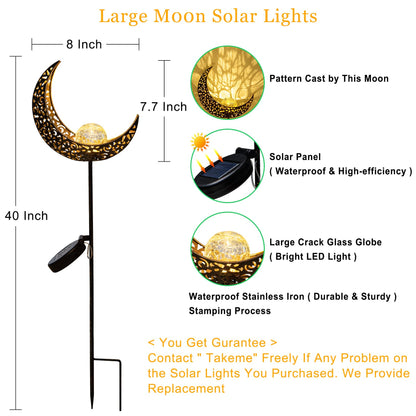 TAKE ME Moon Solar Lights Christmas Gifts for Women Garden Outdoor Decor Waterproof Metal Solar Stakes Lights for Patio Yard Walkway Lawn Patio Mothers Garden Gifts Mom Wife Grandma