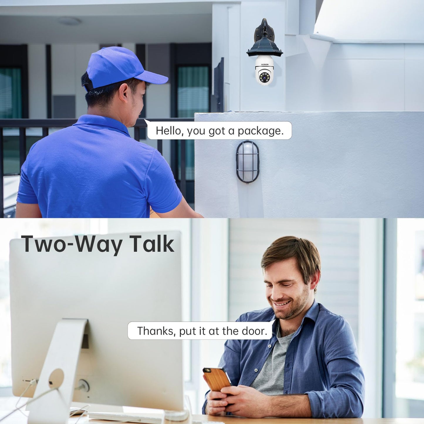 WESECUU Light Bulb Security Camera -5G& 2.4GHz WiFi 2K Security Cameras Wireless Outdoor Motion Detection and Alarm,Two-Way Talk,Color Night Vision,Human Detection, Bulb Camera Compatible with Alexa