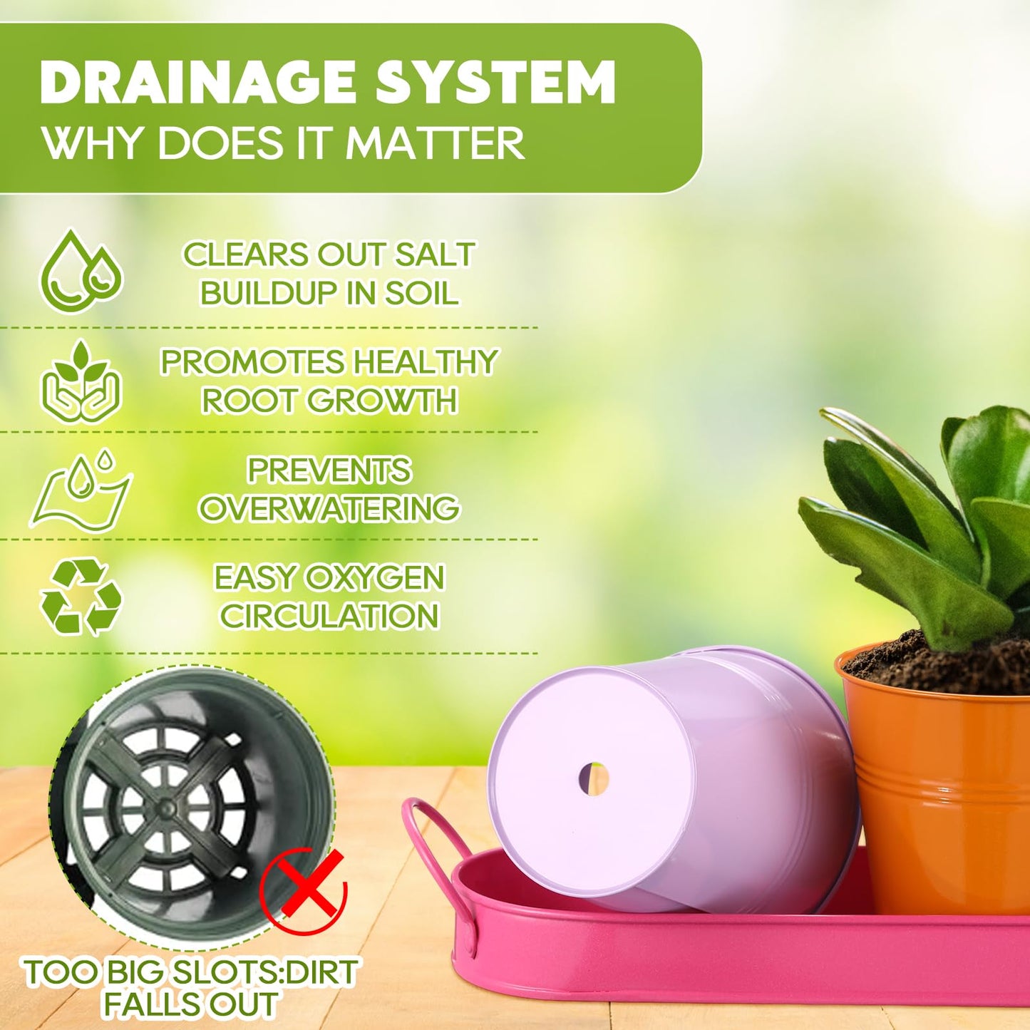 Hicarer 2 Sets Herb Planter with Tray Metal Herb Garden Planter with Drainage Farmhouse Windowsill Pots for Indoor Plants Flower Succulent Outdoor Kitchen Apartment Balcony Window (Mixed Color)