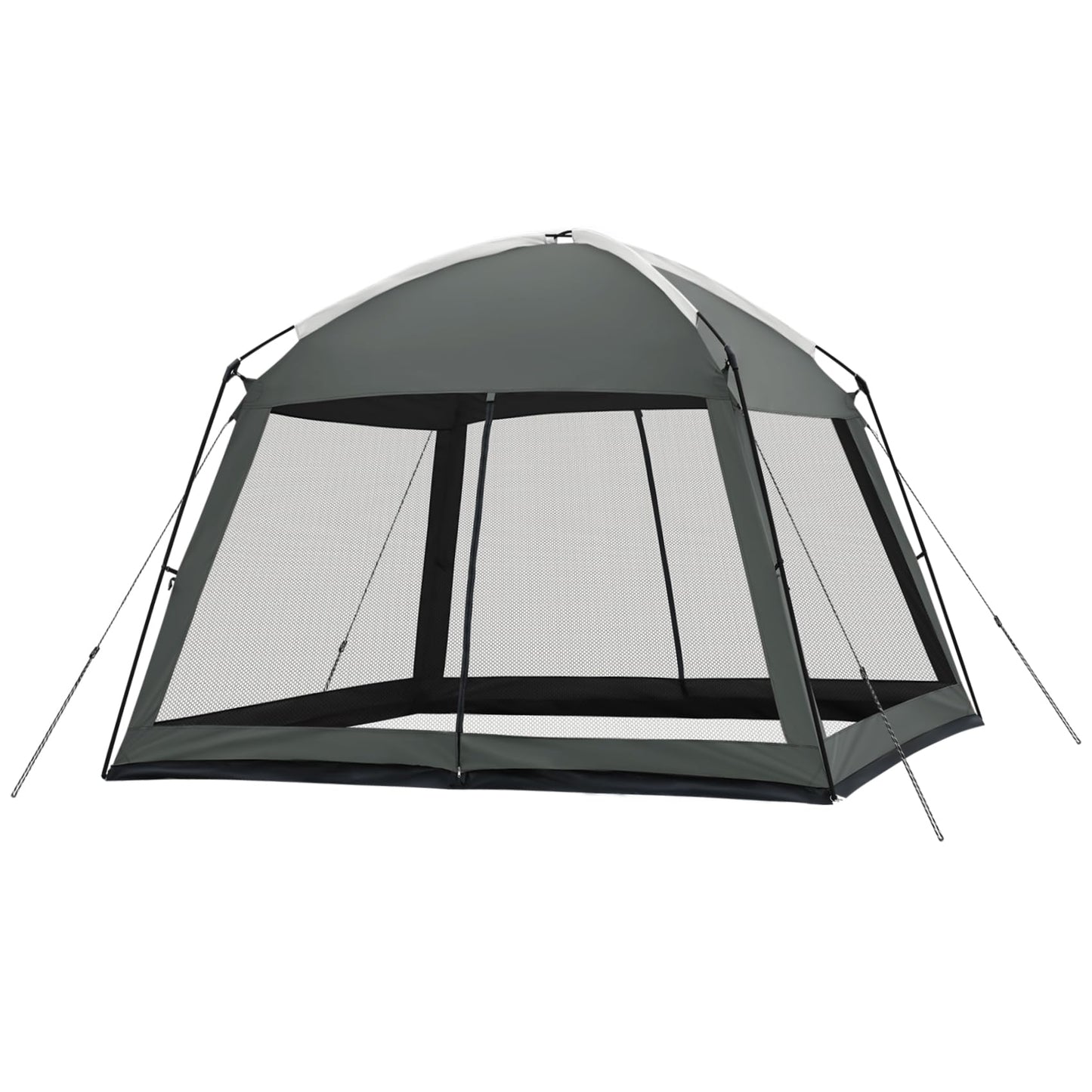 Superrella 12 x 12 FT Camping Screen Tent for 8-10 Person, Easy Setup Screen House with UV 50+ Sun Protection & Mosquito Net for Camping, Backyard, Picnic, Patio, Outdoor, Gray